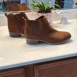 Brown suede booties size 9 1/2